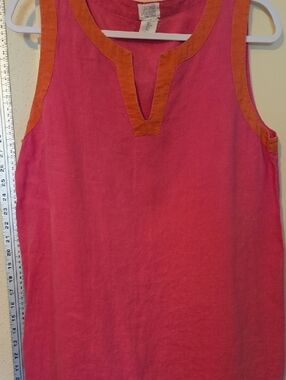 Sigrid Olsen Linen Top in Bright Coral